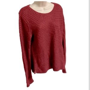 BANANA REPUBLIC Cranberry Red Heavyweight Patterned Knit Pullover Sweater Large